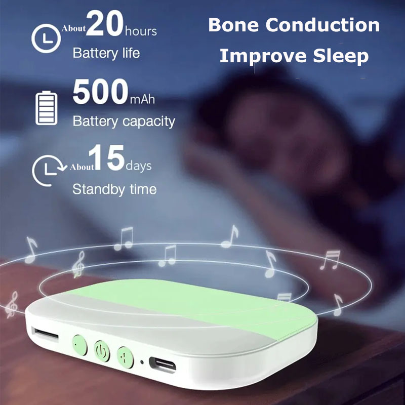 Bone Conduction Pillow Speaker Sleep Aid - Bluetooth付きミニボーンスピーカー,スリープチェック付き,超薄型,ワイヤレス,サウンドバー,枕下,ステレオミュージックプレーヤー,長いスタンバイ