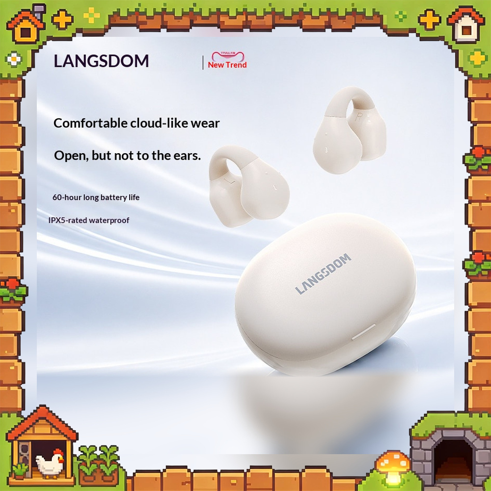 Air Conduction Open Ear Running Earbuds - LANGSDOM TS03PRO オープンイヤー型クリップ式Bluetoothヘッドホン。ワイヤレスで、空気伝導方式を採用したスポーツイヤホン。ランニングやトレーニングに最適。