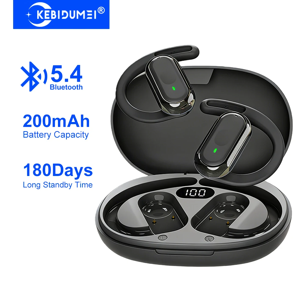 Silicone Ear Hooks Sports Headphones - KEBIDUMEI オープンイヤー Bluetooth 5.4 イヤホン イヤーフック