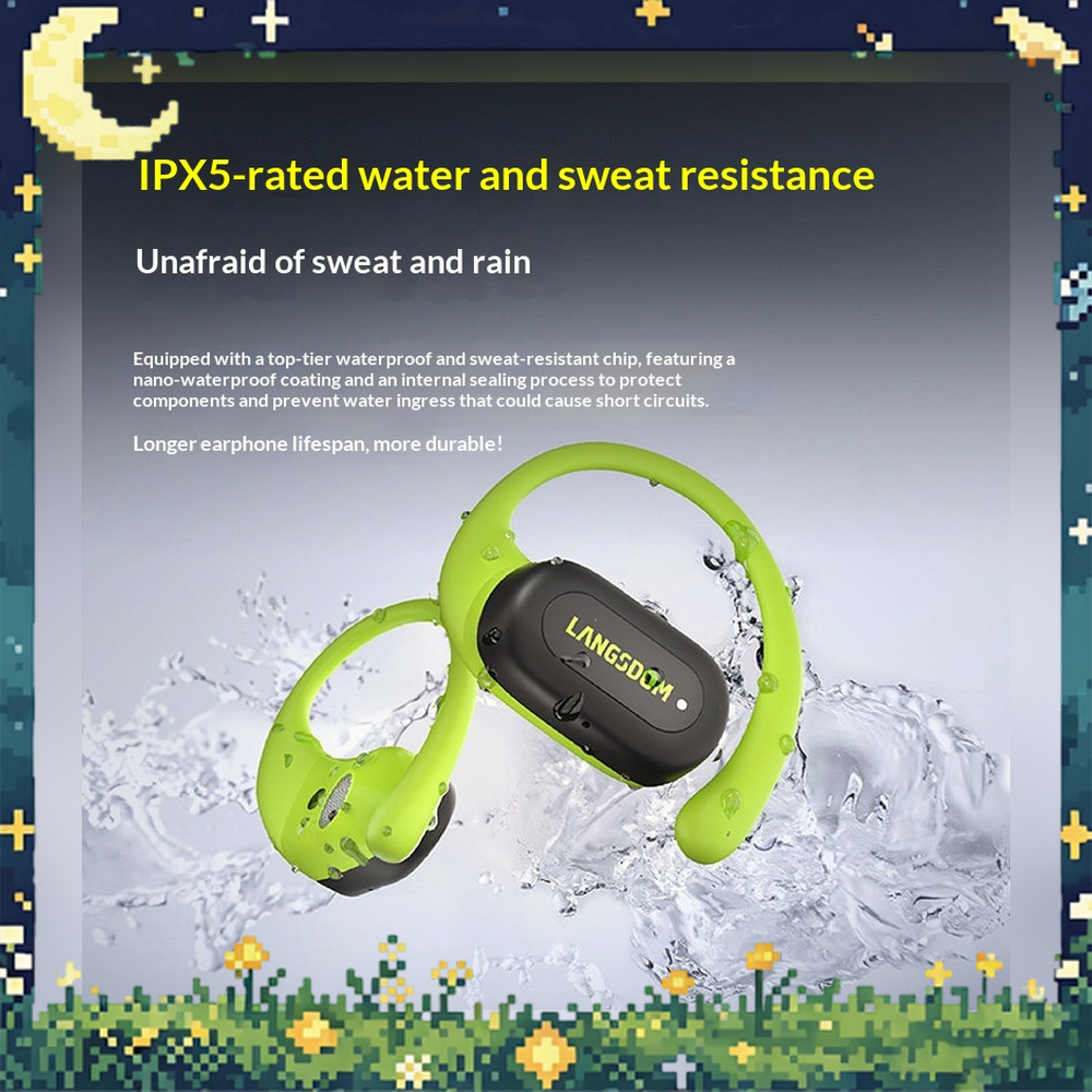 Air Conduction Open Ear Running Earbuds - LANGSDOM TS17 オープンイヤー型 Bluetooth ヘッドホン、ワイヤレス、空気伝導方式、スポーツ用イヤホン、ランニングやトレーニングに最適、ギフトにも。