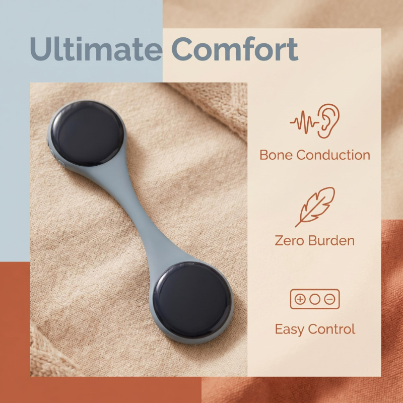 Bone Conduction Pillow Speaker Sleep Aid - 骨伝導睡眠補助枕スピーカー ゼロ負担 オープンイヤーデザイン ボタン式音量調節 ポータブルワイヤレスベッドサイド ホワイトノイズサウンドデバイス
