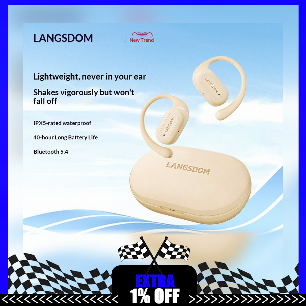 Air Conduction Open Ear Running Earbuds - LANGSDOM TS17 オープンイヤー型 Bluetooth ヘッドホン、ワイヤレス、空気伝導方式、スポーツ用イヤホン、ランニングやトレーニングに最適、ギフトにも。