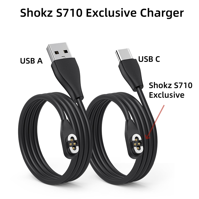 Magnetic Charging Cable Bone Conduction - Shokz OpenSwim Pro 骨伝導ヘッドフォン用充電ケーブル USB/Type-C から