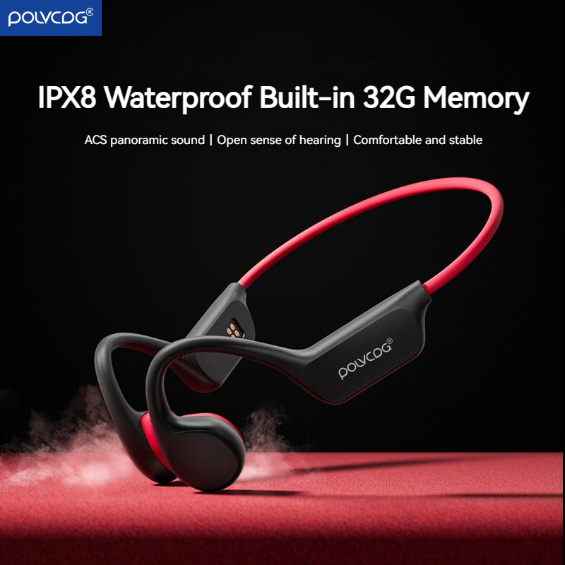 Bone Conduction Headphones Bluetooth 5.3 - POLVCDG 骨伝導ヘッドセット X7 IPX8 32GB メモリ