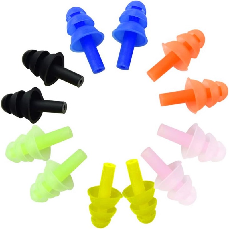 Waterproof Swimming Earplugs Silicone - 6組のカラフルなシリコン耳栓 - 柔らかく快適、防水性とノイズキャンセリング機能付き、睡眠や水泳に最適