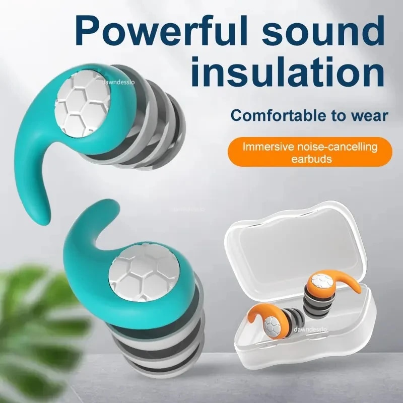 Waterproof Swimming Earplugs Silicone - シリコン製ノイズキャンセリング耳栓 ノイズフィルター 睡眠用 防水 三層構造 静音耳栓