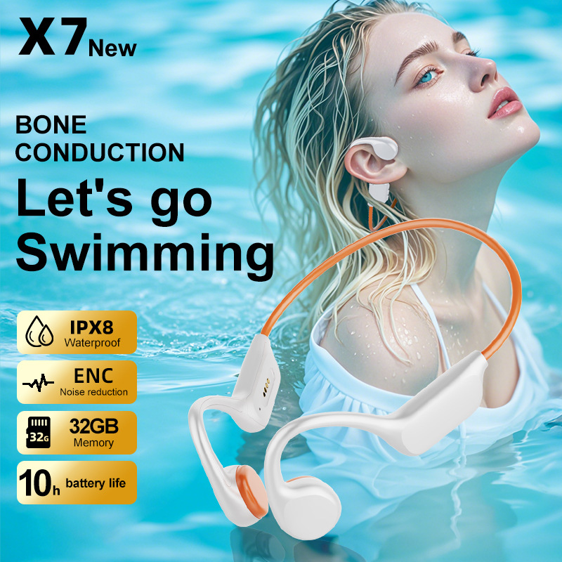 Sports Headband With Bone Conduction - X7S骨伝導Bluetoothヘッドホン、32GBメモリ搭載、長時間バッテリー駆動、音楽、スポーツ、ランニング、水泳に最適。