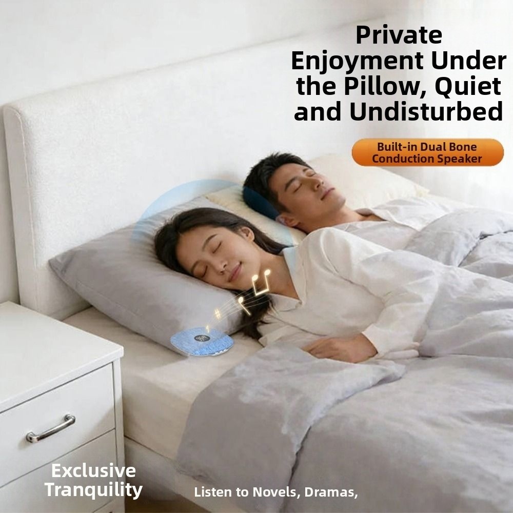 Bone Conduction Pillow Speaker Sleep Aid - Bluetooth 5.4対応 枕下Bluetoothスピーカー 骨伝導睡眠補助サウンドマシン LEDディスプレイ TFカード対応