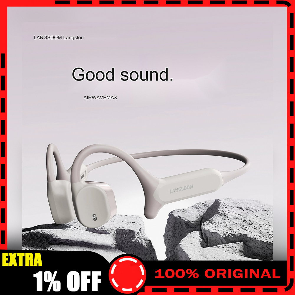 Air Conduction Open Ear Running Earbuds - LANGSDOM AirWave Max オープンイヤー型 Bluetooth ヘッドホン。ワイヤレスで、空気伝導方式を採用したスポーツ用イヤホン。ランニングやサイクリングに最適。