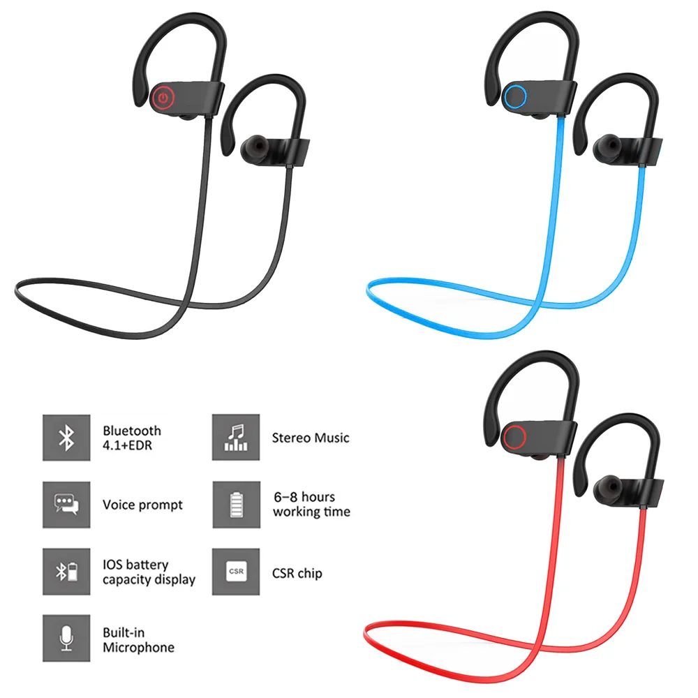 Silicone Ear Hooks Sports Headphones - 2026年型 スポーツ用ネックバンド型 ワイヤレス ランニング用 ユニバーサルイヤホン イヤーフック式ヘッドホン