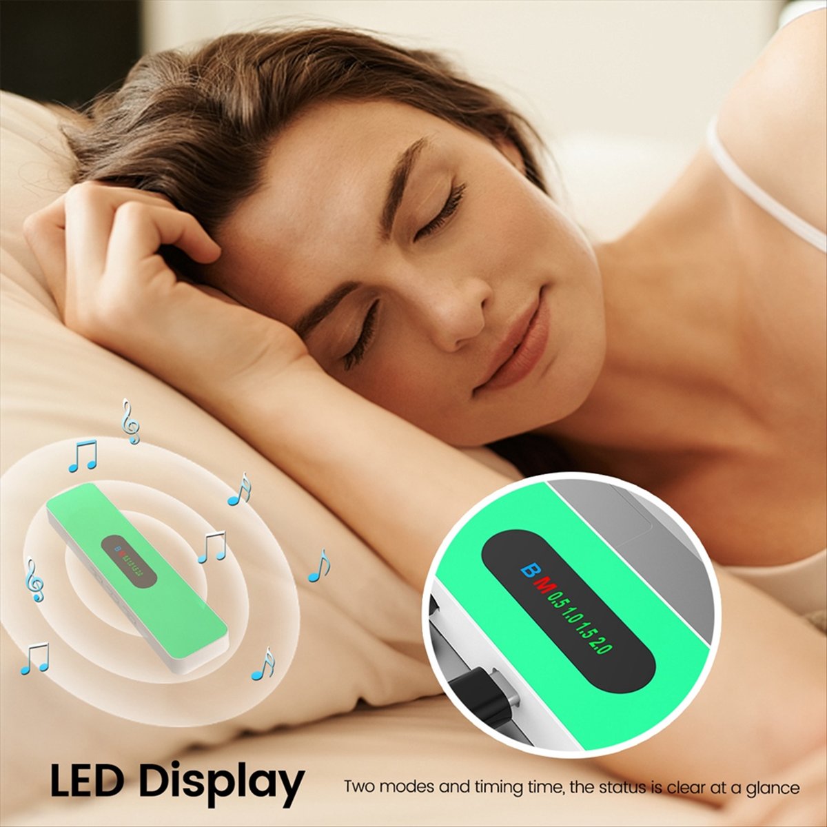 Bone Conduction Pillow Speaker Sleep Aid - ポポ骨伝導スピーカー 枕の下に置くBluetooth睡眠補助サウンドボックス ホワイトノイズマシン TFカード対応 タイマー付きシャットダウン機能