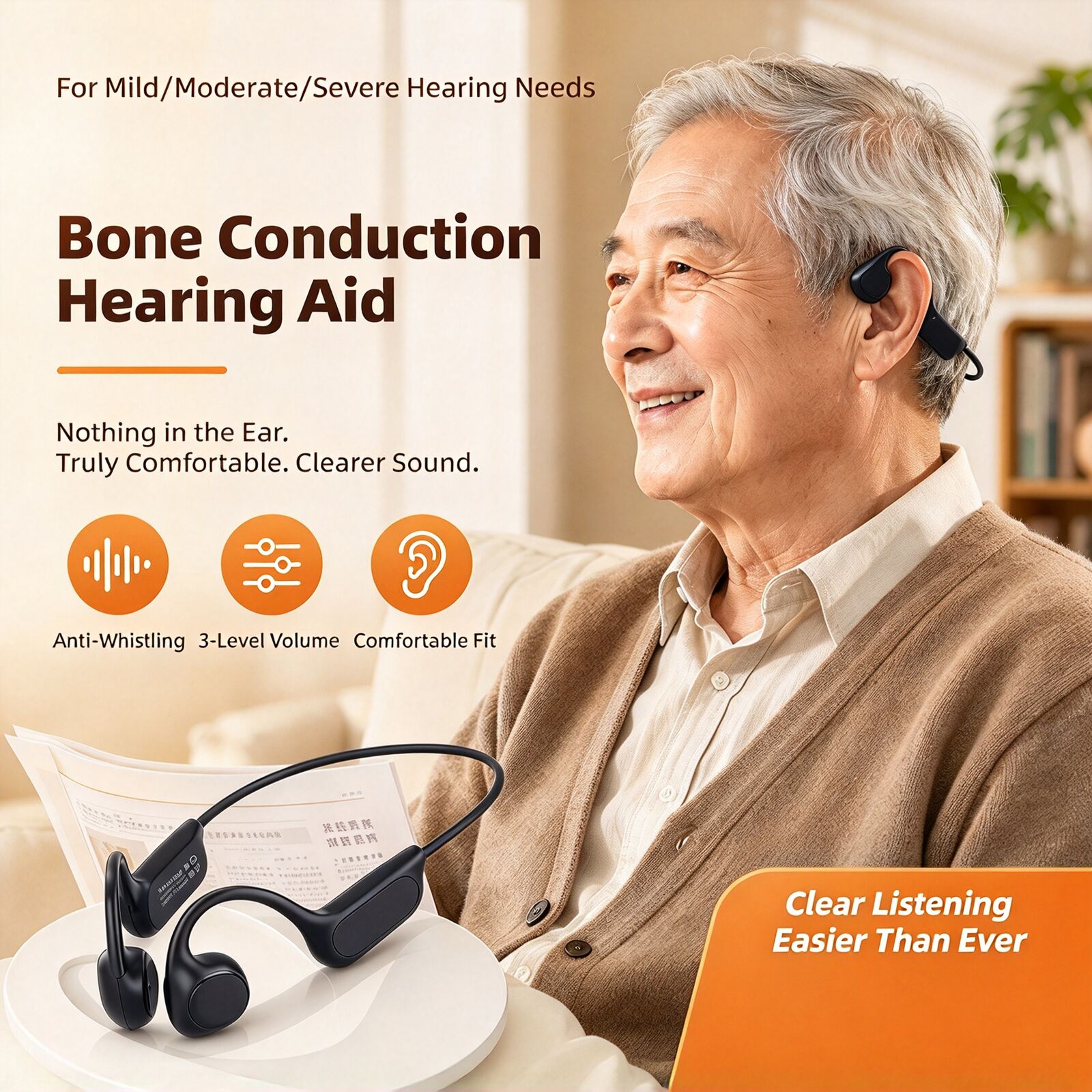 骨伝導イヤホン、Bluetooth 5.4対応、ワイヤレスヘ - Bone Conduction Hearing Aid Amplifier のレビューと価格