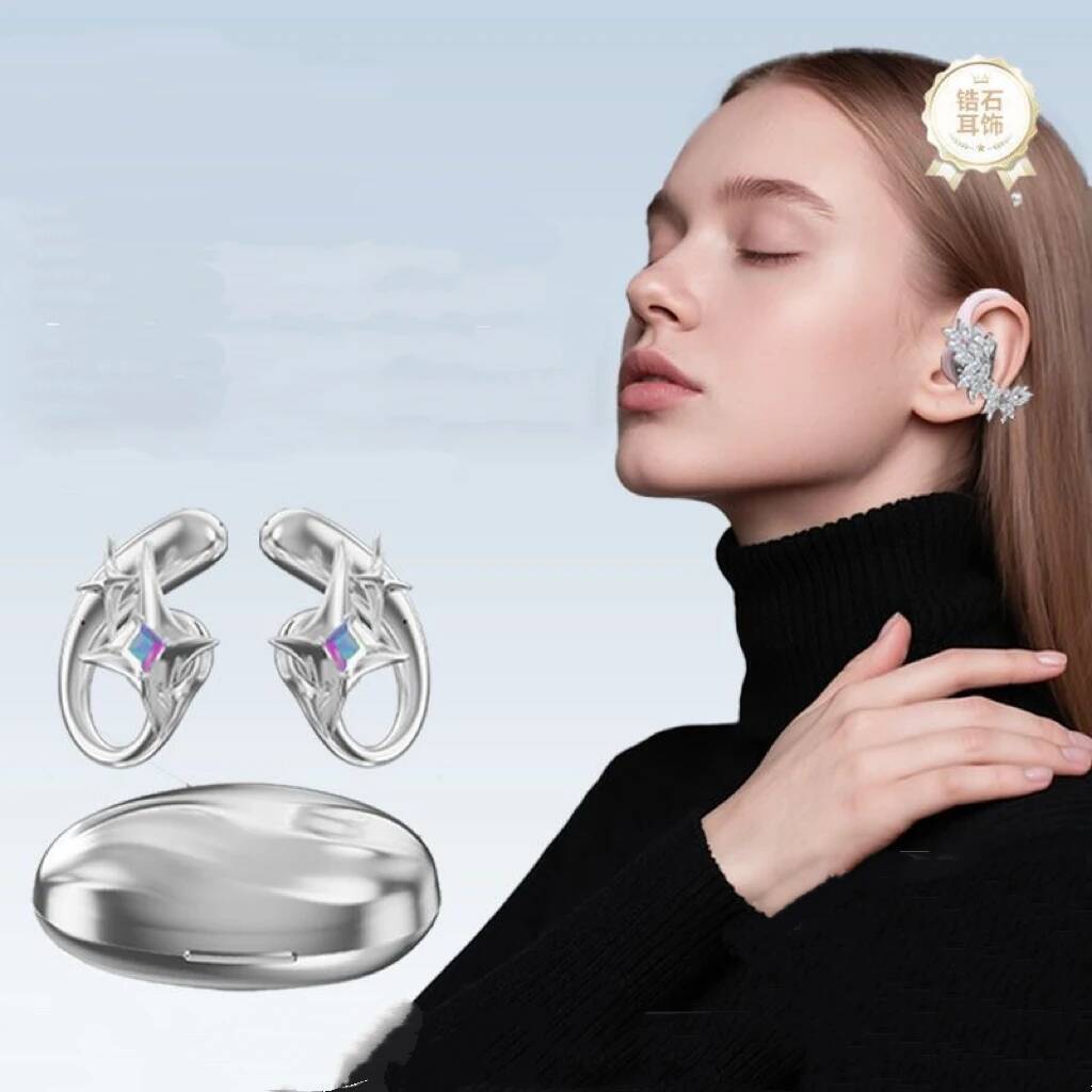 ワイヤレスBluetoothクロームイヤーフックヘッドホン、 - Magnetic Charging Cable Bone Conduction のレビューと価格