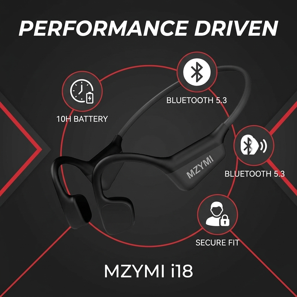 MZYMI I18 PRO 骨伝導イヤホン ワイヤレスヘッド - Bone Conduction Headphones Bluetooth 5.3 のレビューと価格
