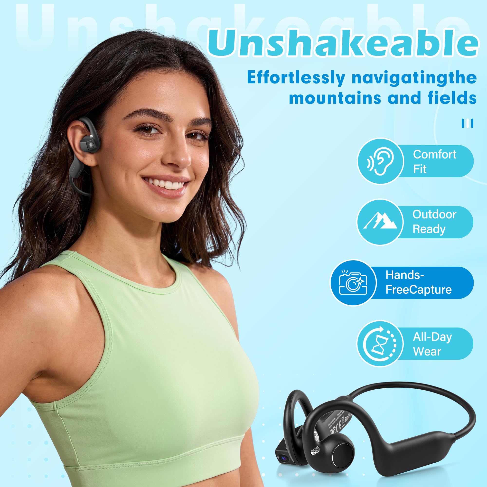 E12 イヤーフック式骨伝導ヘッドホン。AI翻訳機能とHDカ - Bone Conduction Headphones Bluetooth 5.3 のレビューと価格