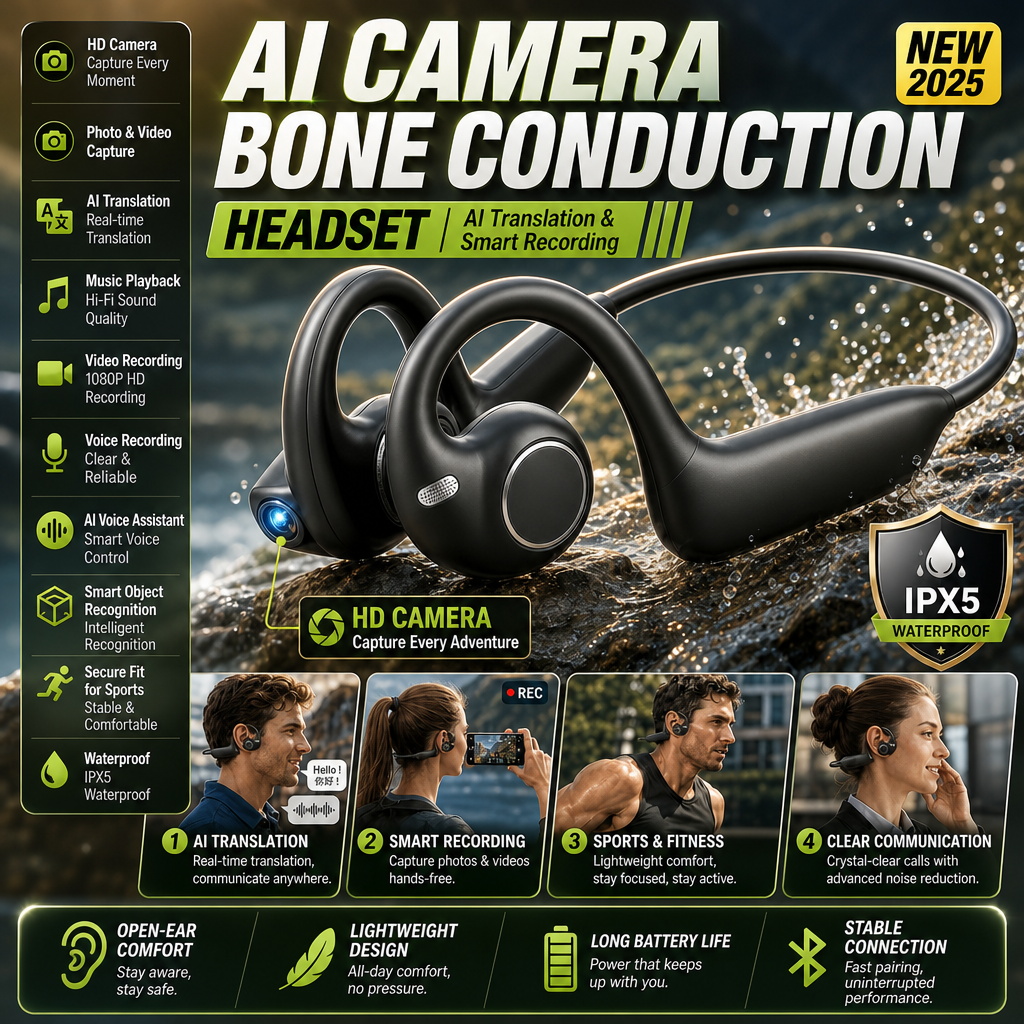 E12 イヤーフック型骨伝導ヘッドホン。開放型で、ワイヤレス - Bone Conduction Headphones Bluetooth 5.3 のレビューと価格
