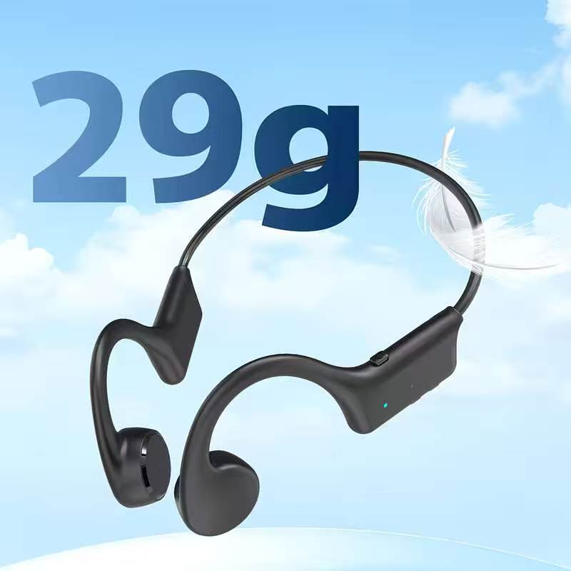 内蔵マイク付きの開放型骨伝導ヘッドホン。連続再生時間は12時 - Bone Conduction Headphones Bluetooth 5.3 のレビューと価格
