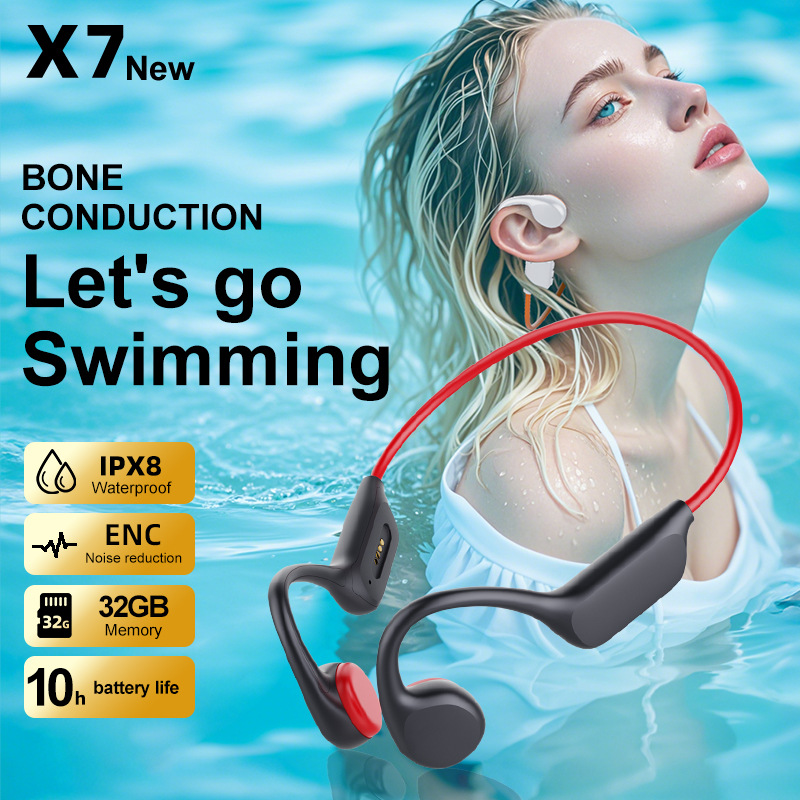 X7S骨伝導Bluetoothヘッドホン、32GBメモリ搭載 - Sports Headband With Bone Conduction のレビューと価格