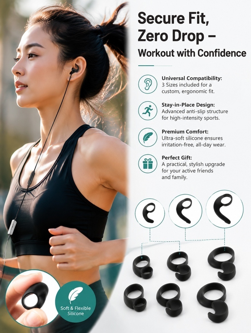 6個入り イヤホンクリップ フック シリコン製 紛失防止 快 - Silicone Ear Hooks Sports Headphones のレビューと価格