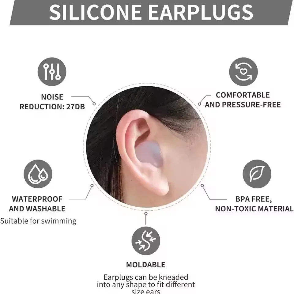 柔らかいシリコン製の耳栓、ワックスイヤープラグ、再利用可能な - Waterproof Swimming Earplugs Silicone のレビューと価格