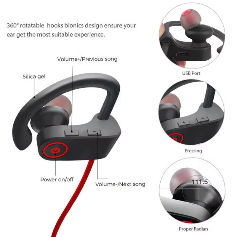 2026年型 スポーツ用ネックバンド型 ワイヤレス ランニン - Silicone Ear Hooks Sports Headphones のレビューと価格